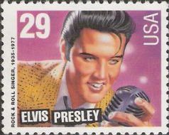 Elvis Presley 29-cent U.S. postage stamp picturing Elvis Presley