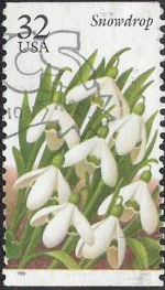 32-cent U.S. postage stamp picturing snowdrop