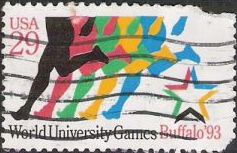 World University Games 29-cent U.S. postage stamp picturing runners' legs