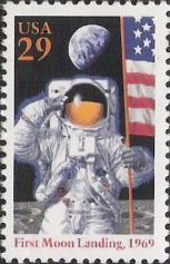 29-cent U.S. postage stamp picturing astronaut on moon