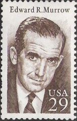 Black 29-cent U.S. postge stamp picturing Edward R. Murrow