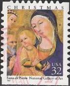 32-cent U.S. postage stamp picturing Sano di Pietro's Madonna and child painting
