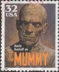 32-cent U.S. postage stamp picturing Boris Karloff as The Mummy