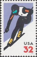 32-cent U.S. postage stamp picturing skier