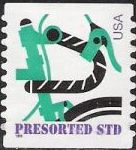 Non-denominated 10-cent U.S. postage stamp picturing bicycle