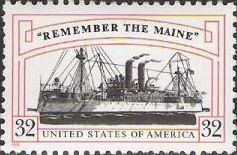 32-cent U.S. postage stamp picturing battleship Maine
