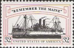 32-cent U.S. postage stamp picturing battleship Maine