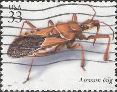 33-cent U.S. postage stamp picturing assassin bug