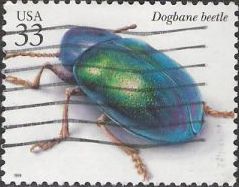 33-cent U.S. postage stamp picturing dogbane beetle