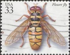 33-cent U.S. postage stamp picturing flower fly