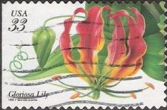 33-cent U.S. postage stamp picturing gloriosa lily