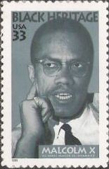33-cent U.S. postage stamp picturing Malcolm X