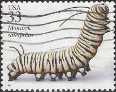 33-cent U.S. postage stamp picturing monarch caterpillar