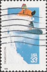 33-cent U.S. postage stamp picturing snowboarder