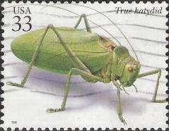33-cent U.S. postage stamp picturing true katydid