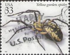 33-cent U.S. postage stamp picturing yellow garden spider