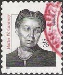 Black & red 76-cent U.S. postage stamp picturing Hattie W. Caraway