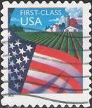 Non-denominated 34-cent U.S. postage stamp picturing American flag and farm