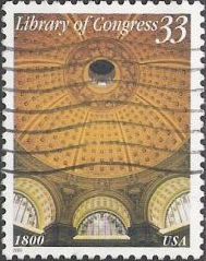 33-cent U.S. postage stamp picturing inside of dome of Library of Congress