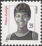 Black & red 23-cent U.S. postage stamp picturing Wilma Rudolph