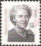 Black & red 58-cent U.S. postage stamp picturing Margaret Chase Smith