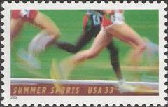 33-cent U.S. postage stamp picturing runners' legs