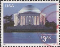 $3.85 U.S. postage stamp picturing Jefferson Memorial