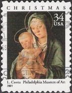 34-cent U.S. postage stamp picturing Costa's Madonna and child painting