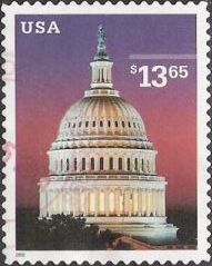 $13.65 U.S. postage stamp picturing U.S. Capitol