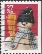 37-cent U.S. postage stamp picturing snowman wearing blue scarf