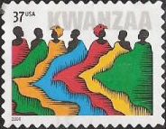37-cent U.S. postage stamp picturing people wearing brightly-colored clothing