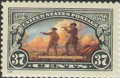 37-cent U.S. postage stamp picturing Meriwether Lewis and William Clark