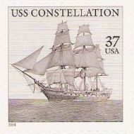 Brown 37-cent U.S. postage stamp picturing USS Constellation