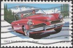 37-cent U.S. postage stamp picturing 1953 Studebaker Starliner