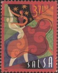 37-cent U.S. postage stamp picturing salsa dancers