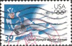 39-cent U.S. postage stamp picturing skier
