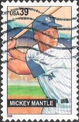 39-cent U.S. postage stamp picturing Mickey Mantle