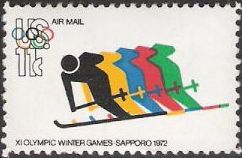 11-cent U.S. postage stamp picturing skier