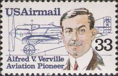 33-cent U.S. postage stamp picturing Alfred V. Verville
