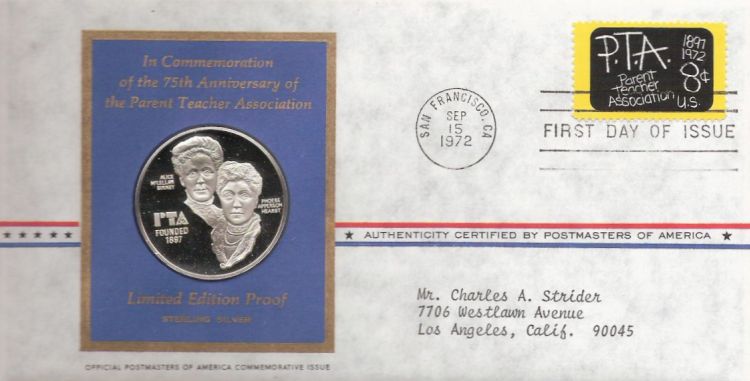 First day cover bearing 8-cent Parent Teacher Association stamp