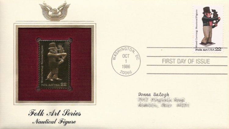 First day cover bearing 22-cent nautical figure stamp