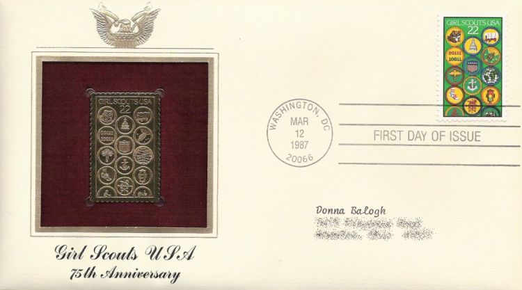 First day cover bearing 22-cent Girl Scouts stamp