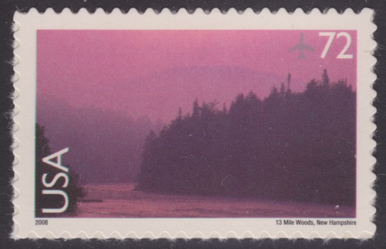 13 Mile Woods 72-cent U.S. postage stamp picturing 13 Mile Woods in New Hampshire, USA