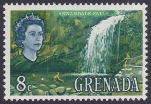 8-cent Grenadian postage stamp picturing Annandale Falls on Grenada