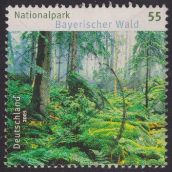 55-cent German postage stamp picturing Bavarian Forest National Park in Bavaria