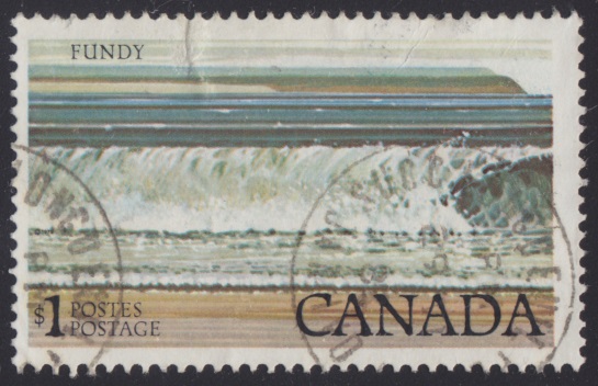 Bay of Fundy $1 Canadian postage stamp picturing the Bay of Fundy in New Brunswick, Canada