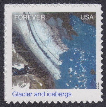 Forever U.S. postage stamp picturing Bear Glacier in Alaska, USA
