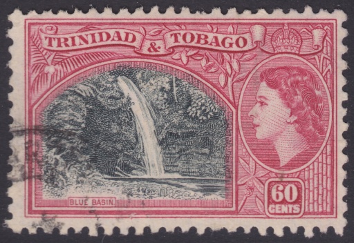 60-cent Trinidad and Tobago postage stamp picturing Blue Basin on Trinidad