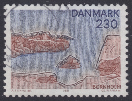 Bornholm 230-ore Danish postage stamp picturing Bornholm