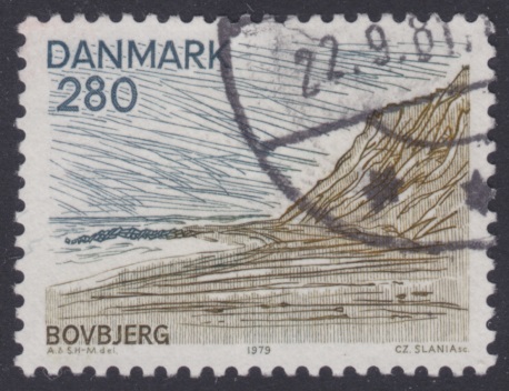 280-ore Danish postage stamp picturing Bovbjerg in Nordjylland, Denmark